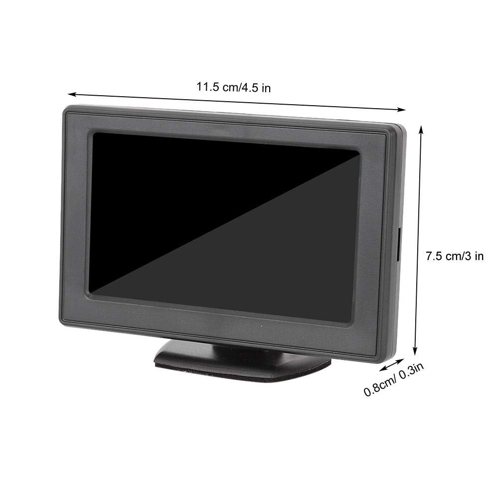 KIMISS Monitor per auto, schermo LCD in plastica TFT 4,3 pollici 3 W Monitor retrovisore a 2 vie con ingresso AV monitor HD per telecamera retromarcia DVD