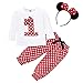 FYMNSI Baby Kleinkinder Mädchen 1. Erster Geburtstag Minnie Kostüm Outfit Retro Gepunktet Baumwolle Langarm Top T Shirt + Lange Hosen + Ohr Stirnband 3tlg Bekleidungsset Rot 1 12-18 Monate