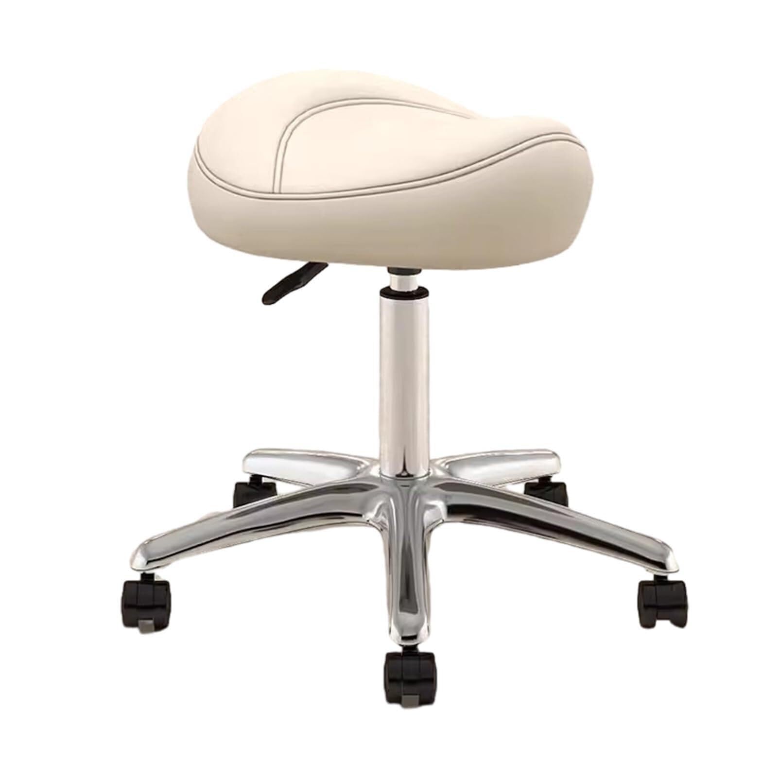 METTEOR Swivel Chair Saddle Office Chair Adjustable Height 36-50 Cm, Dental Hygienist Artists Saddle Rolling Stool, Metal Salon Saddle Seat with 360° Swivel PU (Beige One Size)