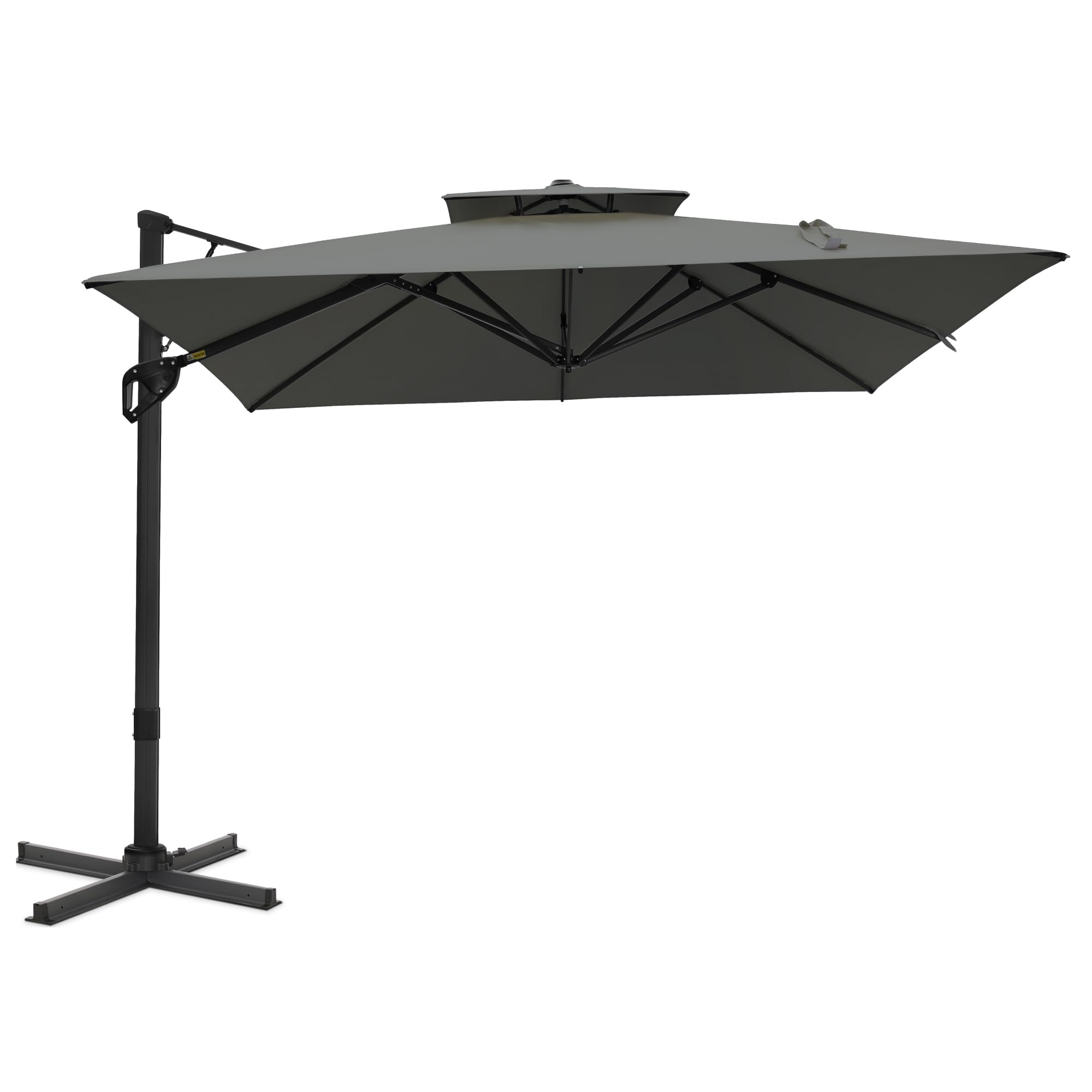 PHI VILLA Sonnenschirm Rechteckig, 360x270cm Ampelschirm Groß Wetterfest für Terrasse Garten, Sonnenschutz UV50+ 360-Grad Drehbar mit Fußpedal und Kreuzsockel