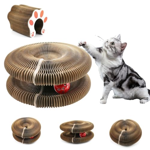 Giocattolo per gatti, lavagna magica a fisarmonica, pieghevole, con campanella, flessibile per divertimento all'aperto o interno