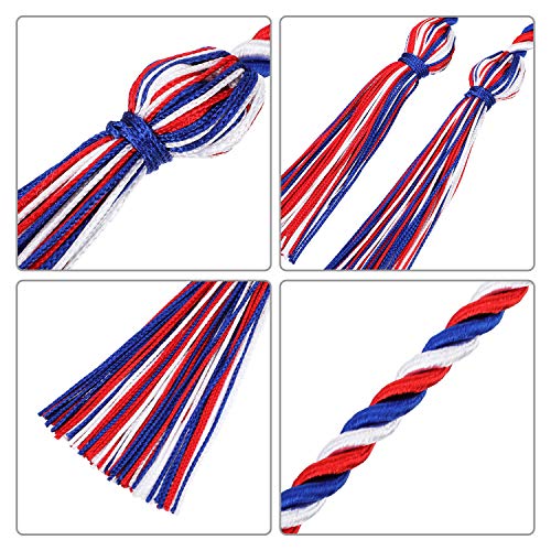 Image of TecUnite Graduation Cords Honor 2026 Polyester Yarn Decorative 67 inch Long Garland Twist Ties with Tassels for Bachelor Gown Graduation(Blue Red with White)
