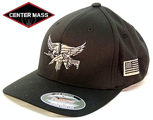 Center Mass, Inc.Baseball Hat with Tan SWAT Operator Insignia - Black L/XL - Hat with a Premium Flexible Band