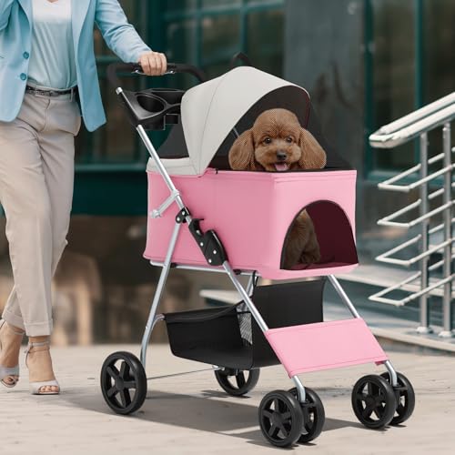 Image of Magshion 3-in-1 Foldable Pet Stroller for Small to Medium Dogs and Cats