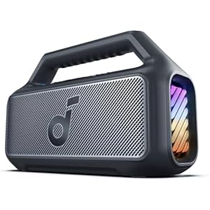 soundcore Boom 2 By Anker, Outdoor Speaker, 80W, Subwoofer, BassUp 2.0, 24H Playtime, IPX7 Waterproof, Floatable, RGB Lights, USB-C, Custom EQ, Bluetooth 5.3, Portable for Camping, Beach, and Backyard