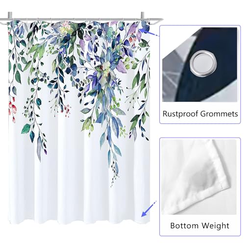 Image of LLSCL Purple Droop Leaves Fabric Shower Curtain Liner with Magnets, Tire Pattern Waterproof Hotel Quality, 72 x 72 Machine Washable