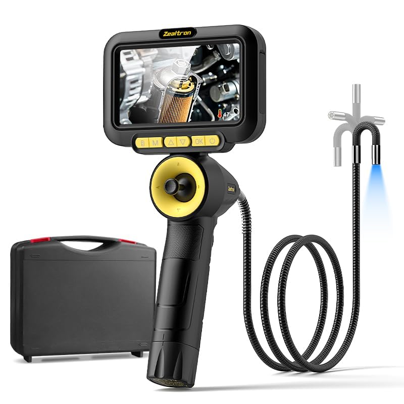 360° Joystick Articulating Borescope with Light,5'' Monitor 6.2mm Slim Probe Endoscope Inspection Camera,4-Way Articulating Borescope with 5ft Resilient Gooseneck Cable-Dual Battery Pack-image-24