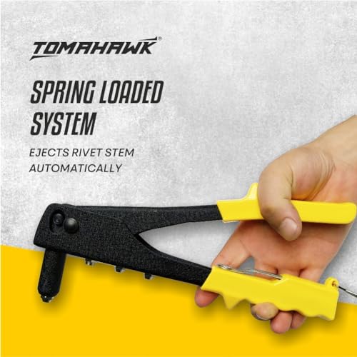 Image of 26.7cm Professional Hand Riveter Kit, Heavy Duty Manual Pop Rivet Gun with Spring Loaded Handles, Ergonomic Grip for Metal, Plastic, Automotive, Construction & DIY Use