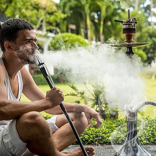 SERdeerCH Shisha Hygienemundstück Wiederverwendbar Universal Edelstahl Shisha Mundstück mit abnehmbarer Kette Shisha Ersatz Zubehör Most Shisha Schlauch (schwarz)
