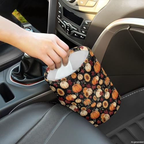 Image of Pumpkin Sunflower Maple Leaf Car Trash Can Collapsible Waste Basket Bin Multipurpose for Car Hanging Portable Garbage Bin Universal
