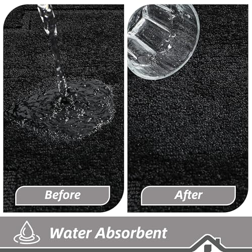 BEQHAUSE Kitchen Rugs Non-Slip Washable, Machine Washable Kitchen Mats Absorbent Soft Kitchen Runner Rugs for Floor,Sink,Hallway,Laundry,32"x48", Black — view 6