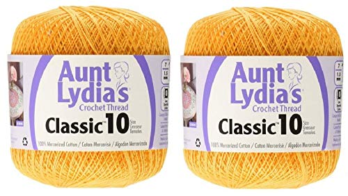 Aunt Lydia's Crochet Thread - Size 10 - Goldenrod (2-Pack) by Aunt Lydia's - Used condition - US$12.80