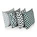 Penguin Home 3479 Housse de Coussin carré décoratif Double Face 100% Coton avec Fermeture à glissière Invisible 45cm x 45cm x 18” (Ensemble de 4, Motif Vert forêt/Blanc), 45 X45 X1 cm