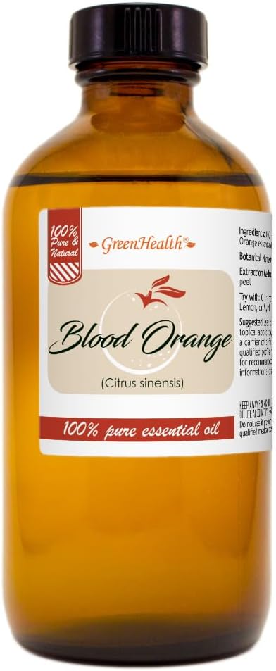Blood Orange – 8 fl oz (237 ml) Glass Bottle w/Cap – 100% Pure Essential Oil – GreenHealth