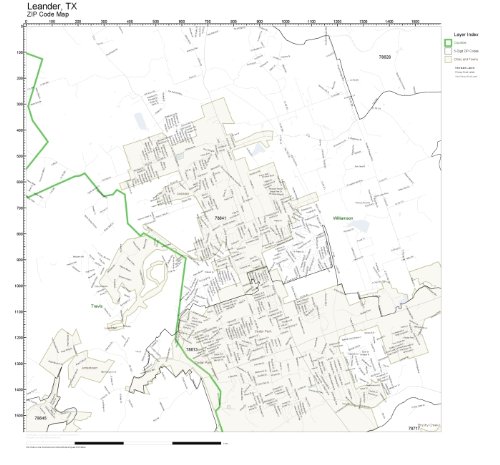 ZIP Code Wall  of Leander, TX ZIP Code  Not Laminated