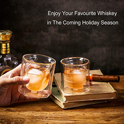 ZENS Whiskey Glass Set,Hand Blown Double Walled Lowball Scotch Whiskey Glasses of 2,Unique Octagonal 7.4oz Old Fashioned Glasses for Bourbon,Cognac Gift - Thumbnail 4