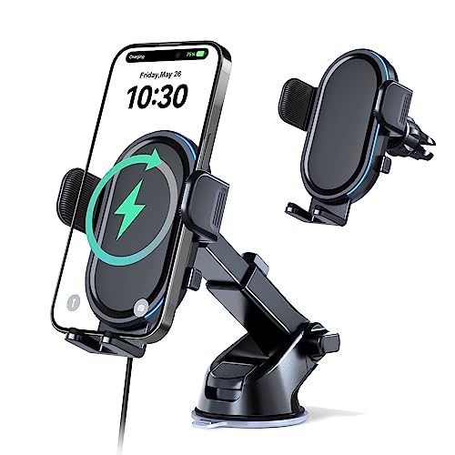 Wireless Car Charger, Ugdluck 15W Fast Charging Phone Mount Car Charger Dashboard Windshield Air Vent Car Phone Holder Fit For Iphone 14 13 12 11 Pro Max Xs,Samsung Galaxy S23 S22 S21 Series, Etc #TOP1