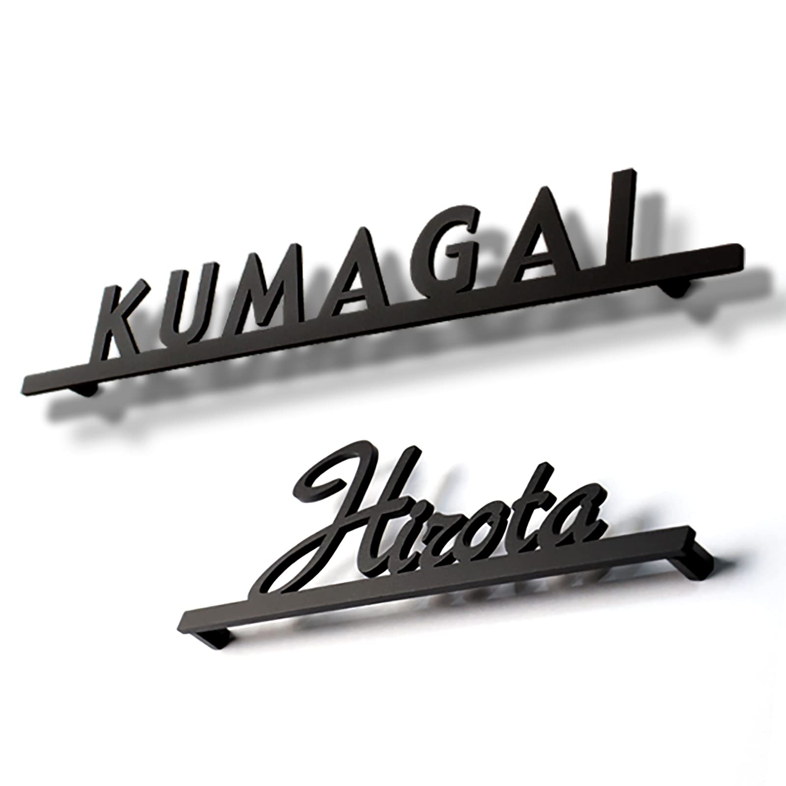 アイアン表札【YAMAOKA】 AKIグラス 表札 ステンレス おしゃれ 戸建て 切り文字 黒 二世帯