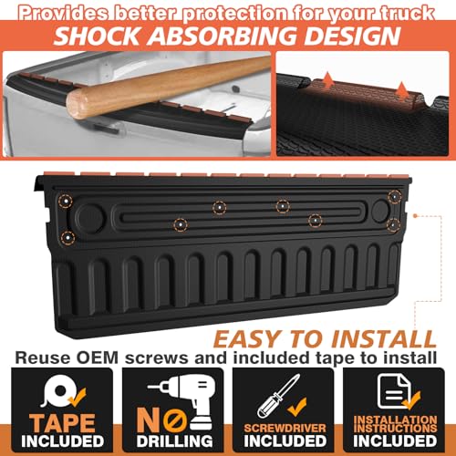 Image of TripleAliners Truck Mat Compatible with 2009-2018 Ram 1500&2500 /3500HD 2009-2026&Classic 19-24 Standard Tailgate Accessories, Tailgate Mat Custom Fit All Weather Pickup Liner, w /Tailgate Cap Protector