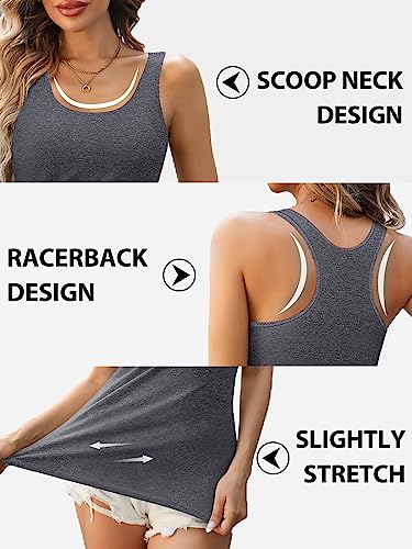 V FOR CITY Womens Shelf Bra Tank Tops Racerback Workout Camis Yoga Shirt Cotton Undershirt 2 Pack4