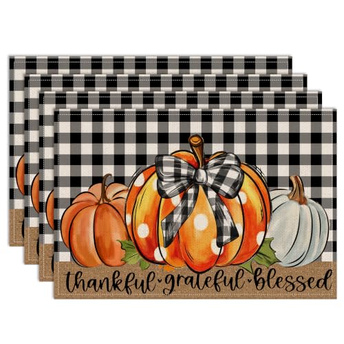 4-Pack cusugbaso 12 x18 Thanksgiving Pumpkin Fall Placemats 3.49 + Free Shipping w/ Prime or on 35+ + 50% Off Code 8WA2GBD9 - image 1