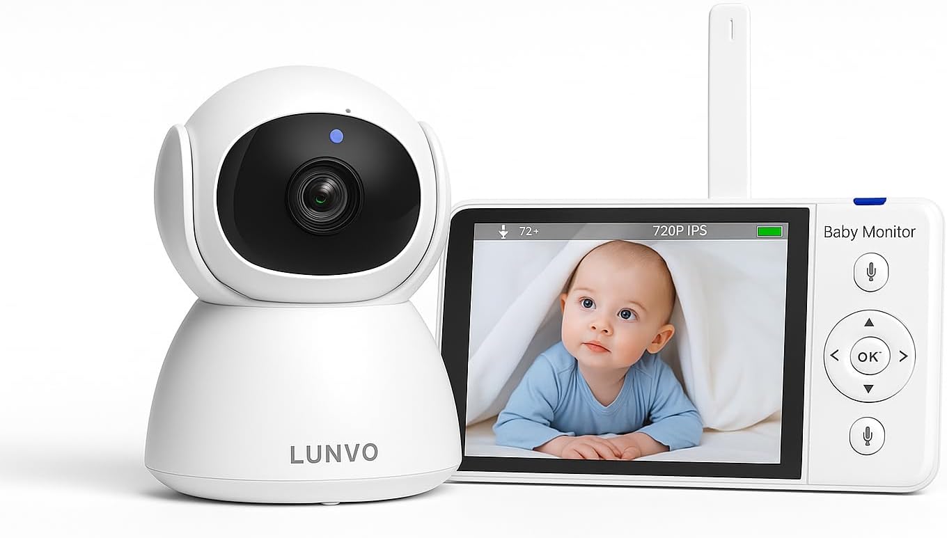 Baby Monitor, 5" 720p IPS Display, No Wi-Fi Hack-Proof, Long-Range, 5000mAh Battery, Night Vision, V