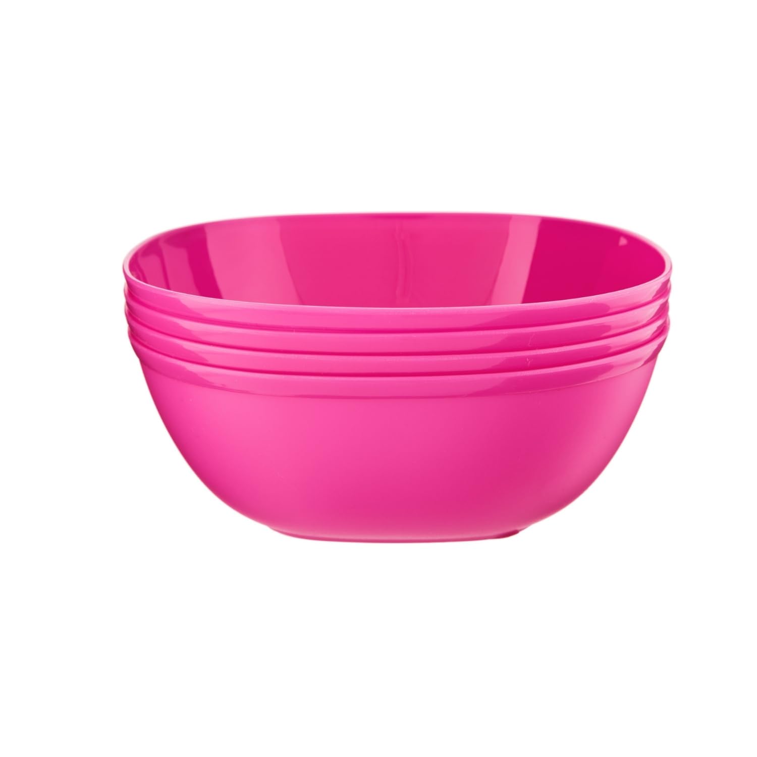 HOMESHOPA Pink Plastic Square Cereal Bowls, 4 Pack Party Serving Bowls, Reusable Tableware, Unbreakable, Microwave, Dishwasher & Freezer Safe โ image 1