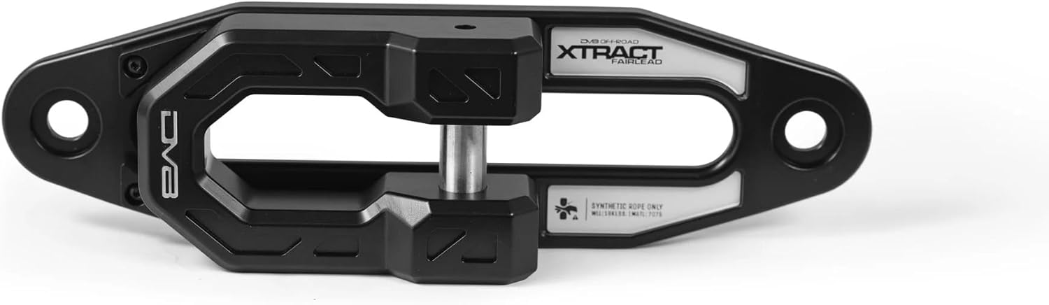 DV8 Offroad Xtract Winch Fairlead | 1 1/4" Thick Closed Link System | 18,000lbs Working Load Limit | for Synthetic Winch Rope Only Aerospace 7075 Aluminum Construction