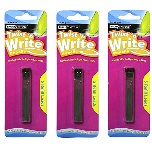 PenAgain Twist 'n Write Refills 5 lead refills (00078), 3 PACK