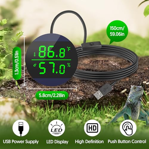 image for QZQ Reptile Tank Thermometer Hygrometer, LED Digital Reptile Thermomet