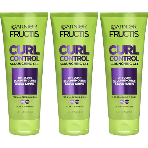 Garnier Fructis Style Curl Scrunch Controlling Gel for Shape & Shine, 6.8 Fl Oz, 3 Count (Packaging...