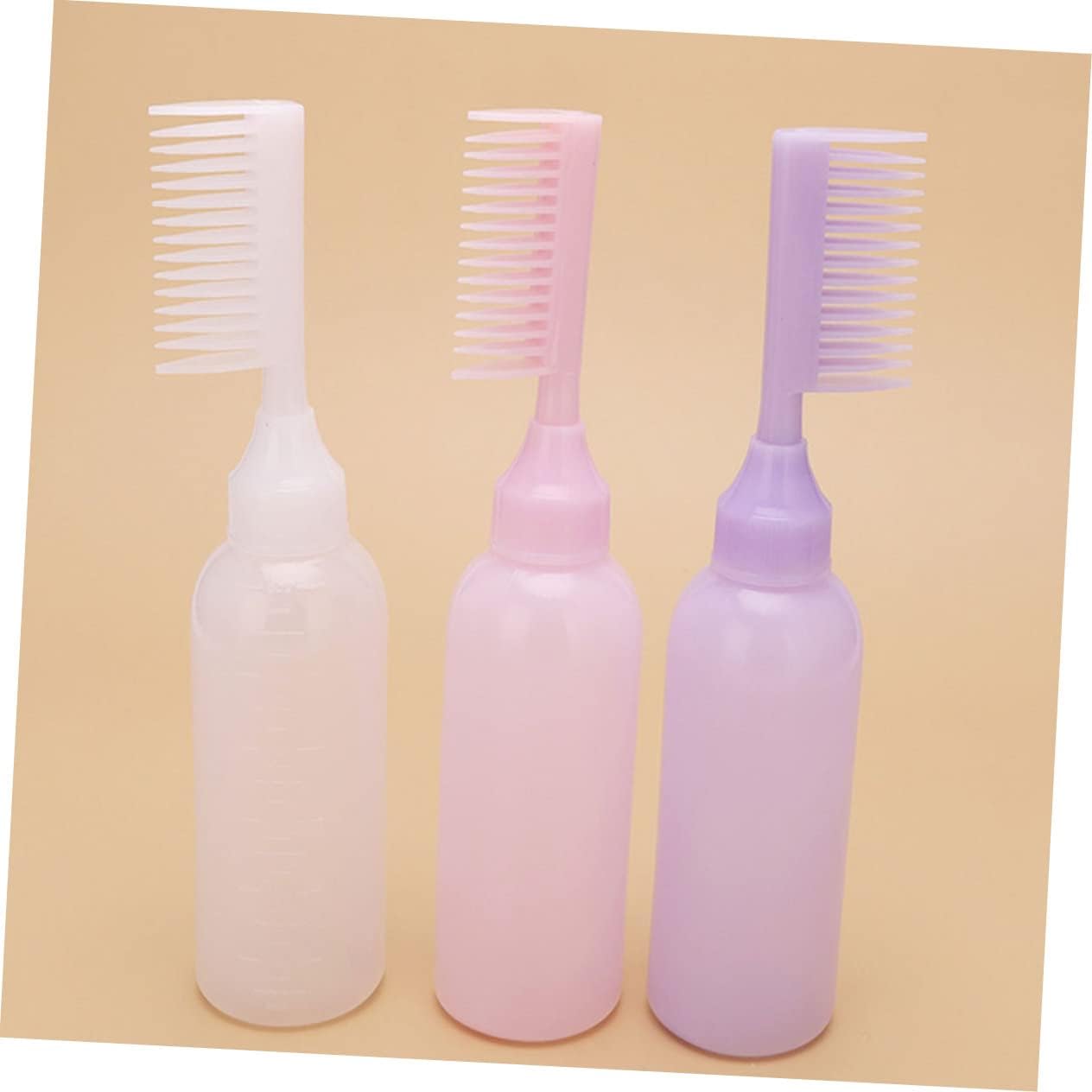3Pcs Hair Dye Comb Bottles Hdpe Root Color Applicators for Hair