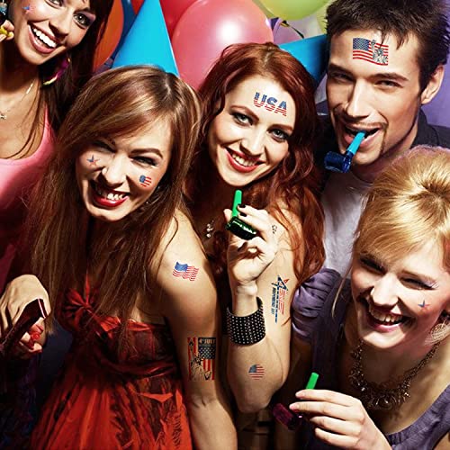 10 Sheets(80Pcs) Independence Day Temporary Tattoo For Kids Adults 4Th Of July Fake Tattoos Usa Flag Red White Blue Patriotic Party Supplies Tattoo Stickers For Memorial Day Independence Day Labor Day #TOP17