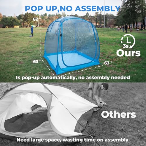 All Weather Proof Pod Sports Tent,Outdoor Weather Tent Sports Pod Pop Up Shelter with Sealed Floor,Pop Up Screen House with Carry Bag,Screen Room for Sport Event,Camping,Fishing-63"x63"x62"Blue by Weather Proof Pod - Image 3