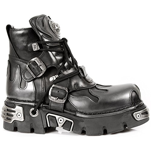 Bottes Motard New Rock 42 cuir noir avec semelle crantée pour une adhérence maximale