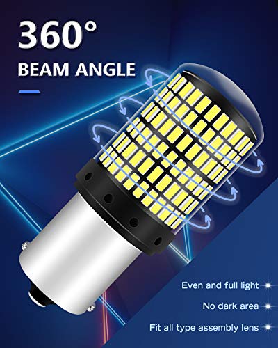 Qoope 4Pcs 1500 Lumens 1156 1141 Led Bulb White Super Bright 144Smd Glass Bulb 7506 Ba15S 12-24V Bulb Replacement For Turn Signal/Tail Brake/Reverse Backup/Daytime Running/Rv Camper Interior Light #TOP7