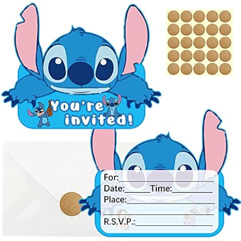 GOGOPARTY 20 Pcs Blue Invitation Cards, Birthday Party Invitation Cards With Sticker Labels, 20 Envelope Birthday Invitations for Kids Birthday Party Supplies Cover