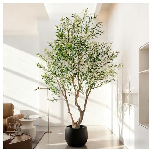 8ft Faux Olive Tree with Pot & Moss Artificial Olive Plant Fake Olive Tree for Home Decor, Large Indoor Artificial Trees Faux Plants Indoor Durable Artificial Trees for Living Room/Office