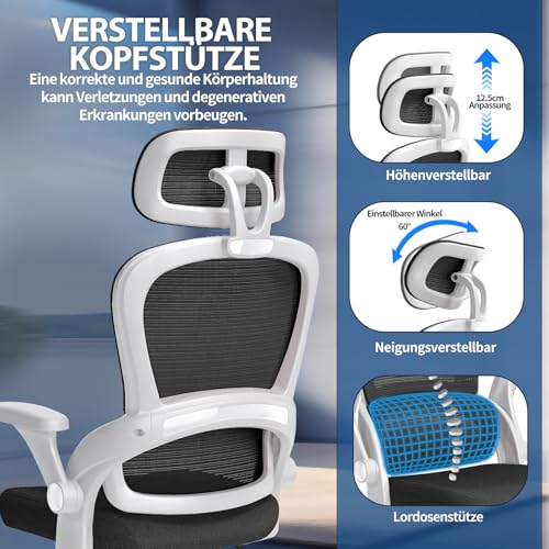 Image of TRALT Office Chair Ergonomic Desk Chair, 330 LBS Home Mesh Office Desk Chairs with Wheels, Comfortable Gaming Chairs (1, White, Black)