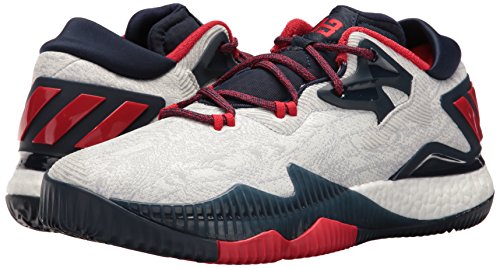 adidas Men's Crazylight Boost Low Basketball Shoes, White/Light Scarlet/Collegiate Navy, ((14 M US)