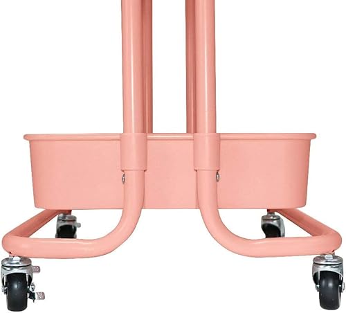 3 Tier Rolling Cart Tabletop Cart With Hanging Cups And Hooks Utility Kitchen Storage Cart For Office Home,Bedroom,Bathroom, Pink #TOP5