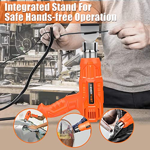 image for Enertwist 1500W Heat Gun Kit with 4 Nozzle Attachments, Dual Temperatu