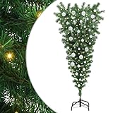 Albero di Natale artificiale preilluminato rovesciato, albero di Natale capovolto con luci LED, struttura in PVC verde, decorazione natalizia per salotto, ideale per feste, con connessione USB e desig