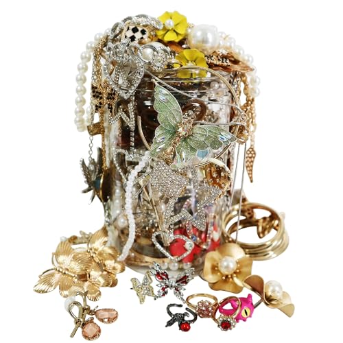 Mystery Jewelry Jar Set - Available in Two Different Specifications（necklaces, earrings, rings, bracelets, keychains, and hair clips,） with postcards, envelopes, and gift bags, Gift for Women, Gift for Her or help yourself (40)