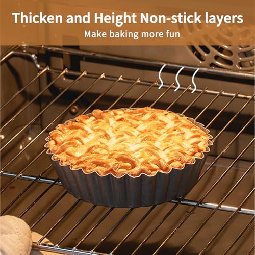 2 Pcs Quiche Tins with Loose Base, 28 cm 11 Inch Non Stick Tart Tin Loose Bottom Quiche Flan Dish Pie Dishes 5.5cm Deep Pan for Baking (Black) - Image 6
