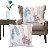 URSOPET Taies d'oreillers Maison DécorationDécor ado, Paire de Chaussures à la Mode en Pieds de Jeune Fille avec Motif Floral décoratif, Chambre Salon Canapé Coussins Oreillers
