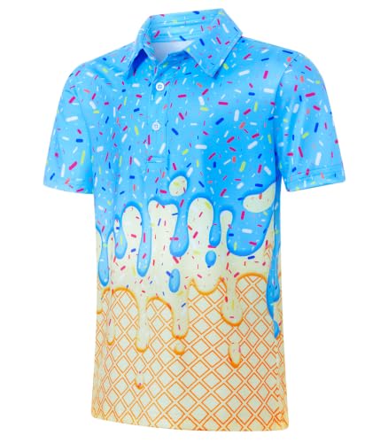 Move Dance Boys Polo Shirt Ice Cream Drip Short Sleeve Golf Blue 5-6 Years - image 1