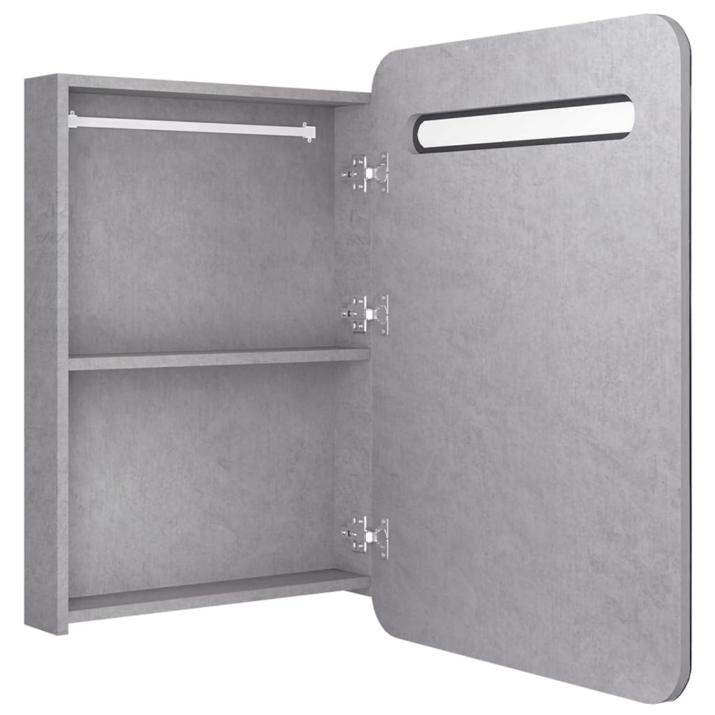 Armario de baño con Espejo y LED Gris hormigón 60x11x80 cm Mueble BañO Estrecho