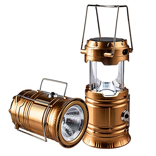 Solar Rechargeable Camping Lantern & Portable Outdoor Handheld Led Flashlight Emergency Lights; Moonkist (Gold)