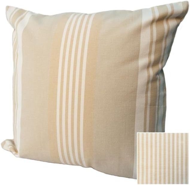 Rennie & Rose - Cabana Collection Stripe 24-Inch Pre Stuffed Pillow, Linen